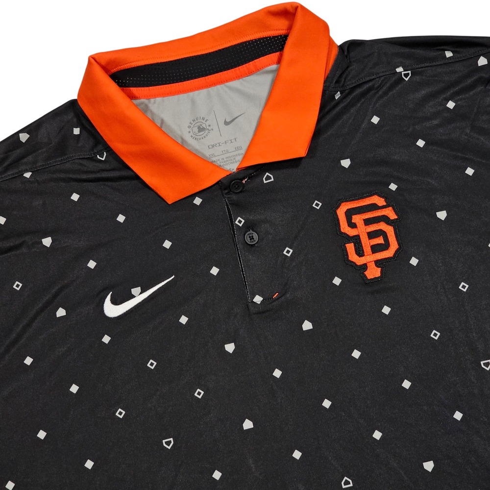 Nike Polo Shirt Mens XXL Black Orange SF Giants Baseball Print Gameday Sporty